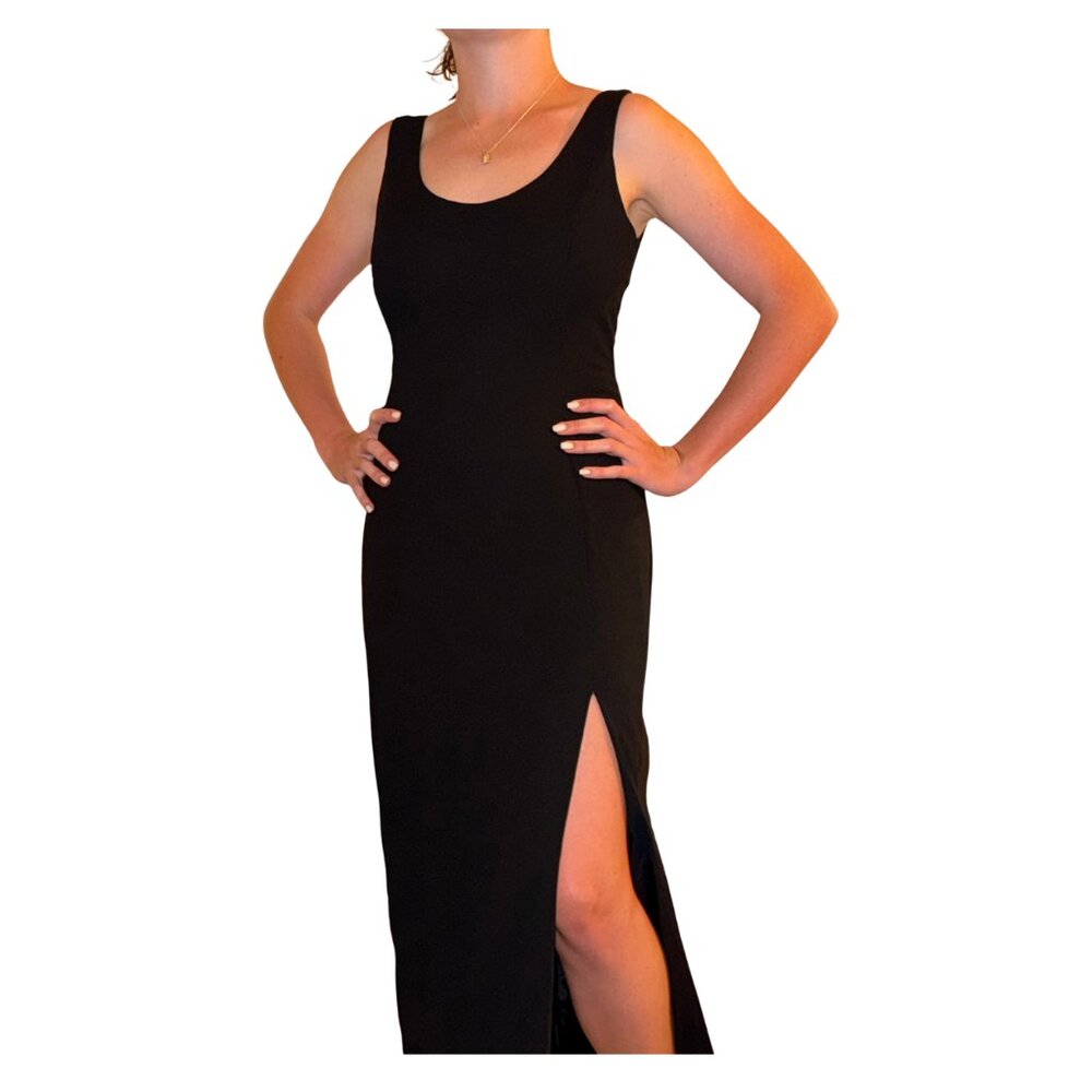 Nicole Miller Vintage Black Maxi Dress with Slit